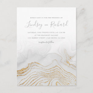 Gold Glitter Marble & Modern Script Wedding Invite