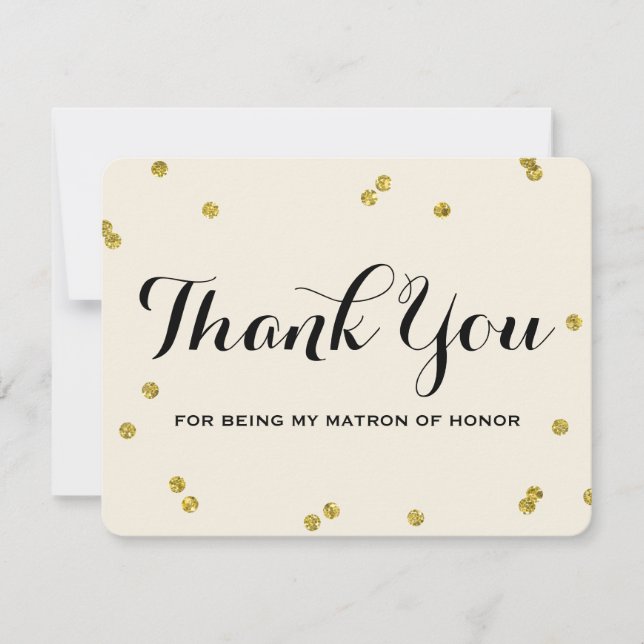 Gold Glitter | Matron Honour Thank You Cards (Front)