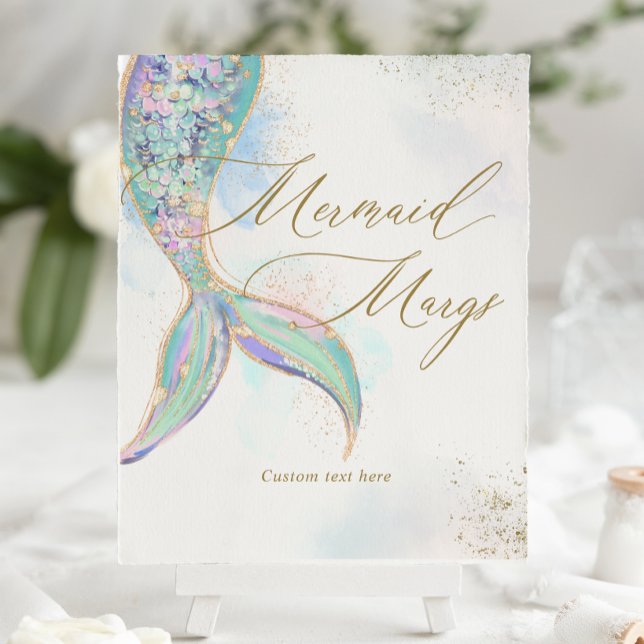 Gold Glitter Mermaid Margs Tail Birthday Poster (Creator Uploaded)