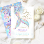 Gold Glitter Mermaid Tail Dive into Kids Birthday Invitation<br><div class="desc">"Under the Sea" theme featuring a mermaid tail and pastel watercolor effects, with gold accents, creates a magical and whimsical feel. The soft blues, purples, and hints of shimmer give it a dreamy oceanic vibe that's perfect for a little one's first birthday. The back of the invitation features a beautiful...</div>