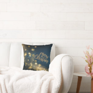Gold Glitter Merry Christmas Cushion