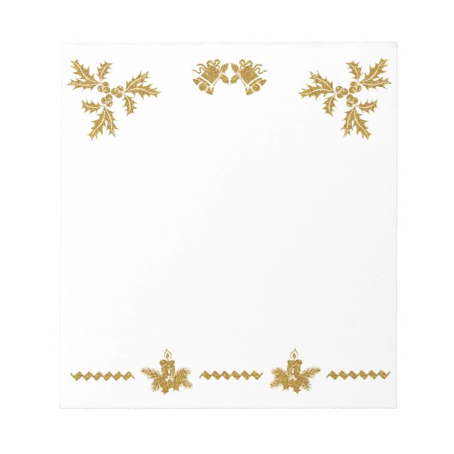 Gold Glitter Merry Christmas, Santa Claus Notepad (Front)
