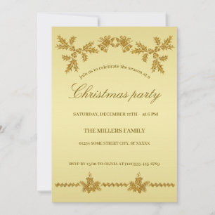 Gold Glitter Merry Christmas, Santa Claus on gold  Invitation
