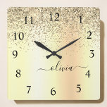 Gold Glitter Metal Monogram Glam Name<br><div class="desc">Gold Faux Foil Metallic Sparkle Glitter Brushed Metal Monogram Name Clock. This makes the perfect sweet 16 birthday,  wedding,  bridal shower,  anniversary,  baby shower or bachelorette party gift for someone that loves glam luxury and chic styles.</div>