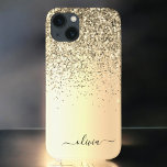 Gold Glitter Metal Monogram Glam Name Case-Mate iPhone Case<br><div class="desc">Gold Faux Foil Metallic Sparkle and Dripping Glitter Brushed Metal Monogram Name and Initial Phone. This makes the perfect sweet 16 birthday,  wedding,  bridal shower,  anniversary,  baby shower or bachelorette party gift for someone that loves glam luxury and chic styles.</div>