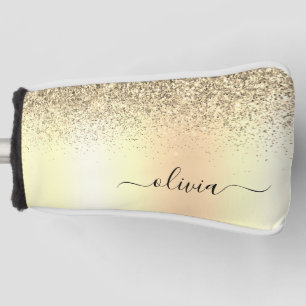 Gold Glitter Metal Monogram Glam Name Golf Head Cover