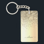 Gold Glitter Metal Monogram Glam Name Key Ring<br><div class="desc">Gold Faux Foil Metallic Sparkle Glitter Brushed Metal Monogram Name Keychain. This makes the perfect sweet 16 birthday,  wedding,  bridal shower,  anniversary,  baby shower or bachelorette party gift for someone that loves glam luxury and chic styles.</div>
