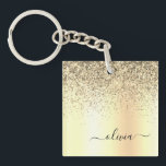 Gold Glitter Metal Monogram Glam Name Key Ring<br><div class="desc">Gold Faux Foil Metallic Sparkle Glitter Brushed Metal Monogram Name Keychain. This makes the perfect sweet 16 birthday,  wedding,  bridal shower,  anniversary,  baby shower or bachelorette party gift for someone that loves glam luxury and chic styles.</div>