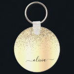 Gold Glitter Metal Monogram Glam Name Key Ring<br><div class="desc">Gold Faux Foil Metallic Sparkle Glitter Brushed Metal Monogram Name Keychains (Key Chain). This makes the perfect sweet 16 birthday,  wedding,  bridal shower,  anniversary,  baby shower or bachelorette party gift for someone that loves glam luxury and chic styles.</div>