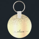 Gold Glitter Metal Monogram Glam Name Key Ring<br><div class="desc">Gold Faux Foil Metallic Sparkle Glitter Brushed Metal Monogram Name Keychains (Key Chain). This makes the perfect sweet 16 birthday,  wedding,  bridal shower,  anniversary,  baby shower or bachelorette party gift for someone that loves glam luxury and chic styles.</div>
