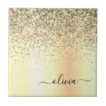 Gold Glitter Metal Monogram Glam Name Tile<br><div class="desc">Gold Faux Foil Metallic Sparkle Glitter Brushed Metal Monogram Name and Initial Ceramic Tiles. This makes the perfect sweet 16 birthday,  wedding,  bridal shower,  anniversary,  baby shower or bachelorette party gift for someone that loves glam luxury and chic styles.</div>
