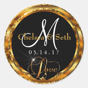 Gold Glitter & Metallic Personalise Classic Round Sticker