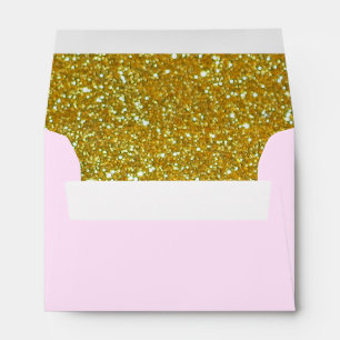 Gold Glitter Modern Blush Pink Faux Return Address Envelopes