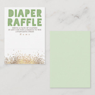 Gold Glitter Modern Diaper Raffle Baby Shower Enclosure Card