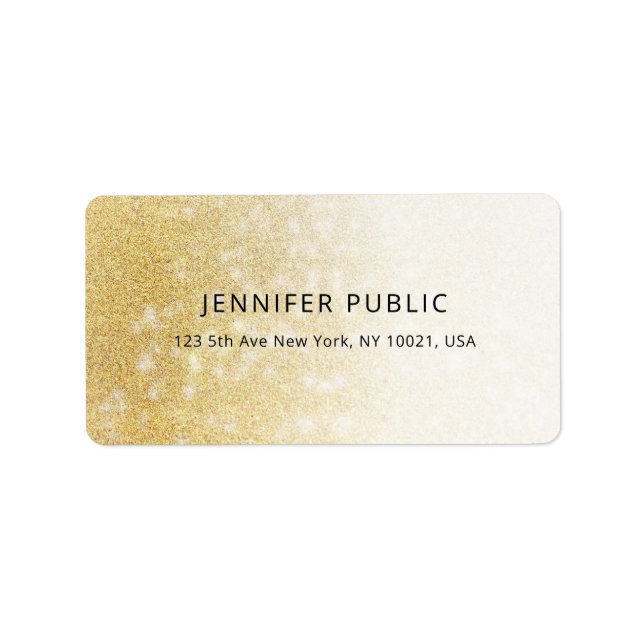 Gold Glitter Modern Simple Template Professional Label (Front)