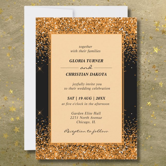 Gold Glitter Modern Wedding Invitation (Creator Uploaded)