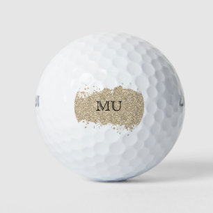 Gold Glitter Monogram Golf Ball