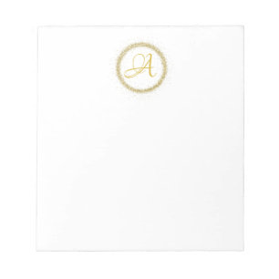 *~* Gold Glitter Monogram Initial Girly Minimal Notepad