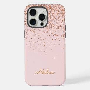 Gold Glitter Monogram Name iPhone 15 Pro Max Case