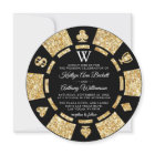 Gold Glitter Monogram Poker Chip Casino Wedding