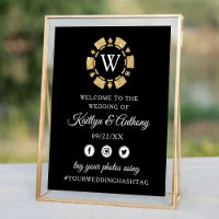 Gold Glitter Monogram Poker Chip Casino Wedding