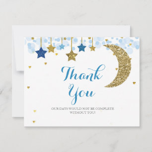 Gold glitter moon Modern Thank You Card .