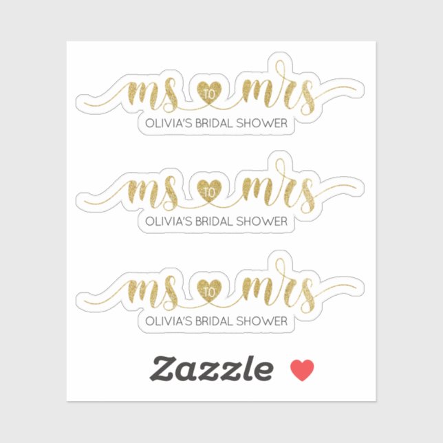 Gold glitter Ms to Mrs Bridal Shower (Sheet)