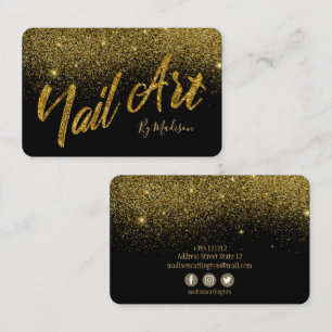 Gold Glitter Nail Art Salon Business Card