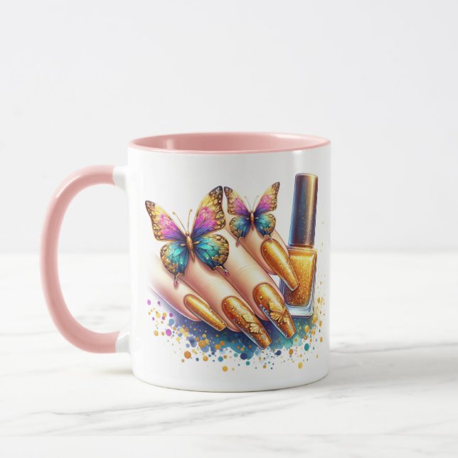 Gold Glitter Nail Technician Mug (Left)