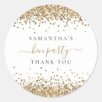 Gold Glitter Name Hen Party Thank You