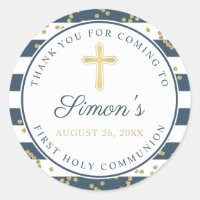 Gold Glitter Navy Blue First Holy Communion