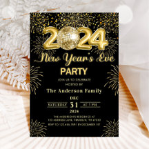 Gold Glitter New Year's Eve Party 2024