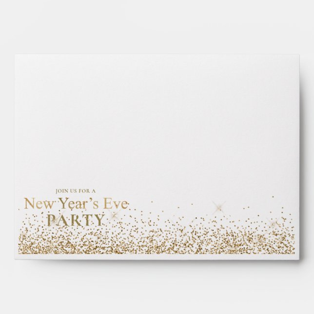 Gold Glitter New Year's Party Return Address Envelope (Front)