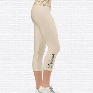 Gold Glitter Om Symbol High Waisted Capri Leggings