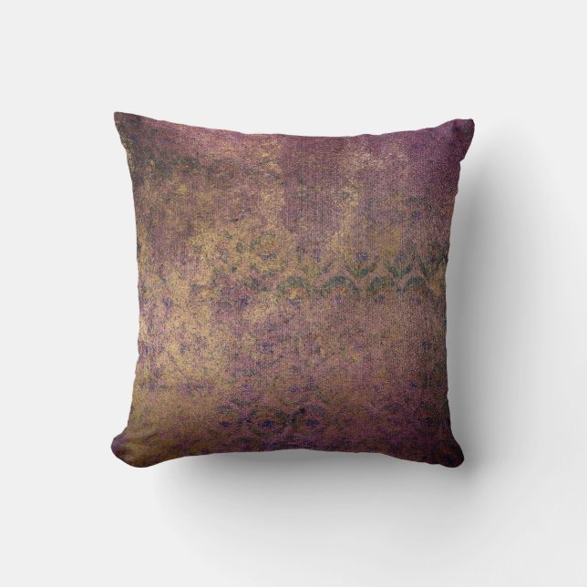 Gold Glitter on Purple Distressed Cushion (Front)