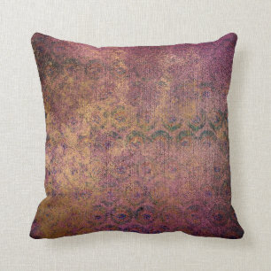 Gold Glitter on Purple Distressed Cushion