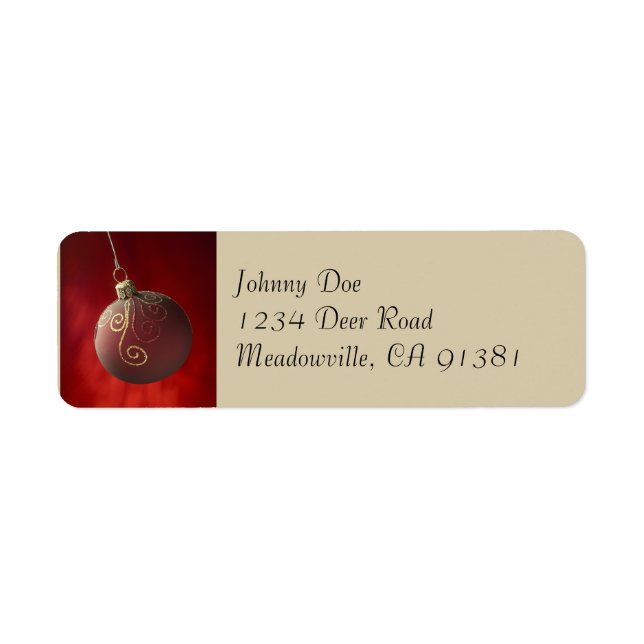 Gold Glitter on Red Ornament Label (Front)