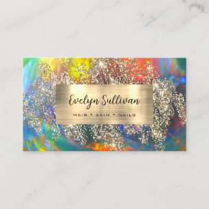 Gold glitter opal business card