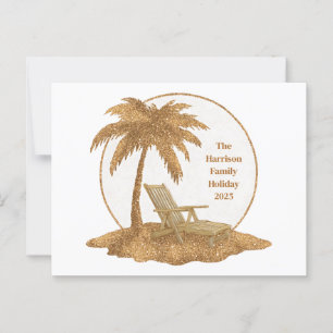 Gold Glitter Palm Tree with Custom Text Postcard