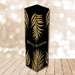 Gold Glitter Palms on Black Holiday Christmas Wine Box<br><div class="desc">Glamourous faux gold glitter palm fronds on a black background, use these personalised wine boxes to give your favourite vintage as party favours, business gifts, corporate gifts and more. CHANGE THE GREETING, add something on top. To further customise, click the "Personalise" button, then the Customise further link to modify this...</div>