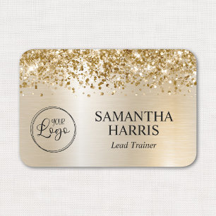 Gold Glitter Pastel Pearl Glam Logo Name Tag