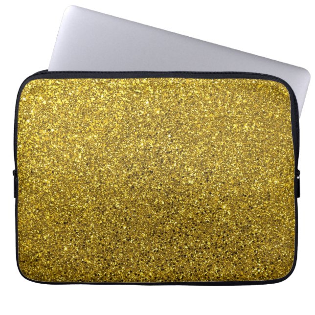 Gold Glitter Pattern Laptop Sleeve (Front)