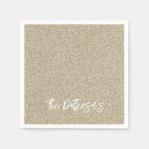 Gold Glitter Pattern NAME Elegant New Years Napkin