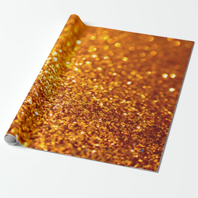 Gold Glitter Pattern Wrapping Paper (Unrolled)