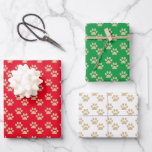 Gold Glitter Paw Prints Pet Lovers Holiday Wrapping Paper Sheet<br><div class="desc">This adorable wrapping paper for pet lovers features a cute faux gold glitter paw print pattern on a red,  green and white background. Makes an excellent Christmas or Holiday gift wrap for your pets.</div>