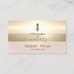 Gold Glitter Pen Notary Signing Agent Business Card
