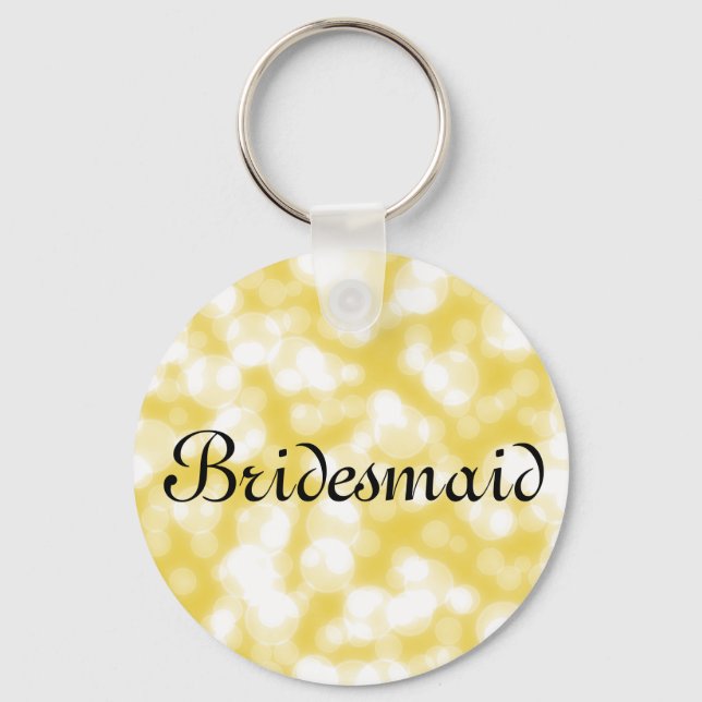 Gold Glitter Personalised Bridesmaid Key Ring (Front)