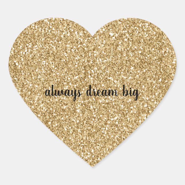 Gold Glitter personalised Heart Sticker (Front)