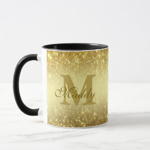 gold glitter personalised mug