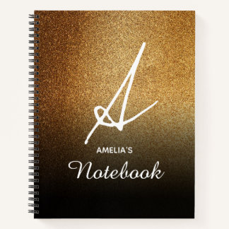 Gold Glitter Personalised Notebook